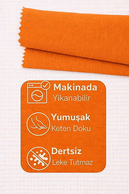 PerdeYap Turuncu Ada Fon Perde Tek Kanat 1/3 Sık Pile