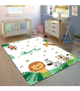 Minibabyrooms Safari Desenli 8 mm Kalınlıkta Çocuk Odası Halısı