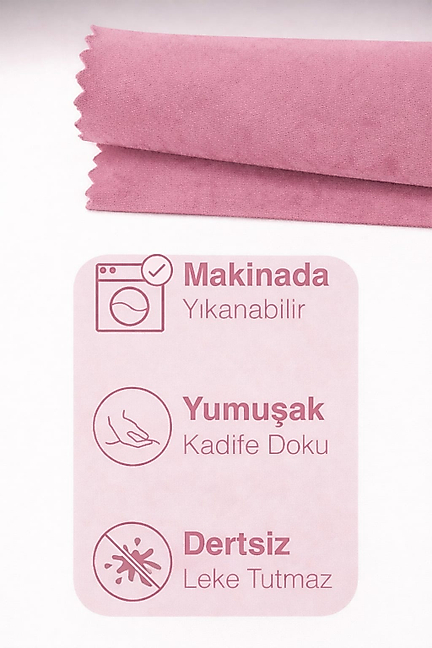 PerdeYap Kadife Dokulu Açık Gülkurusu Kırlent Yastık Kılıfı ( 2 Adet )