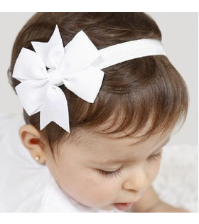 Beyaz Yıldız Kurdele Fiyonklu Bebek ve Çocuk Bandana