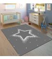 Minibabyrooms Gri Parlak Yıldız Desenli 8 mm Kalınlıkta Çocuk Odası Halısı