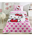 Taç Lisanslı Hello Kitty Love Tek Kişilik Pamuk Pike Takımı