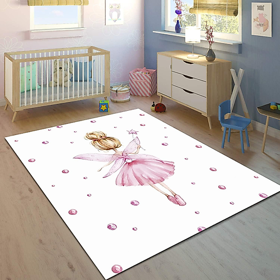 Minibabyrooms Pembe Peri Desenli 8 mm Kalınlıkta Çocuk Odası Halısı