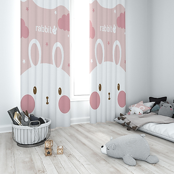 Minibabyrooms Sevimli Tavşan Temalı Fon Perde