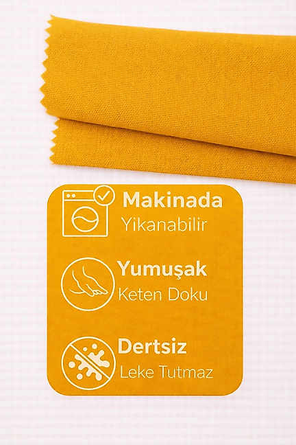 PerdeYap Hardal Rengi Ada Fon Perde Tek Kanat 1/3 Sık Pile