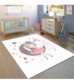 Minibabyrooms Ayda Oturan Kız Desenli 8 mm Kalınlıkta Çocuk Odası Halısı