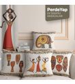 Afrika Sanatı Motifleri Desenli 4lü Dijital Baskılı Dekoratif Kırlent Kılıfı 43 X 43 Cm Bej 050