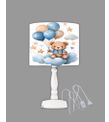 Minibabyrooms Ayıcık ve Balonlar Desenli Ahşap Oyma Ayak Abajur