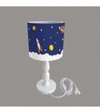 Minibabyrooms Uzay ve Seksek Desenli Ahşap Oyma Ayak Abajur