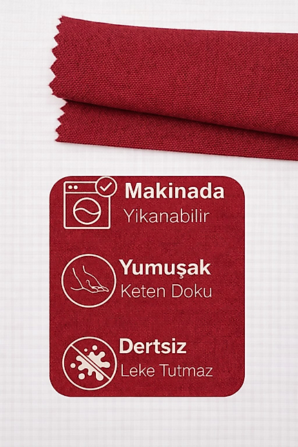 PerdeYap Kadife Dokulu Bordo Renk Ada Serisi Runner 40 x 140 cm
