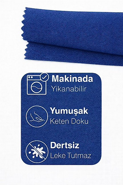 PerdeYap Parlement Mavisi Ada Fon Perde Tek Kanat 1/3 Sık Pile