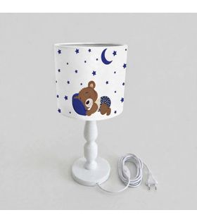 Minibabyrooms Uyuyan Ayıcık Desenli Ahşap Oyma Ayak Abajur