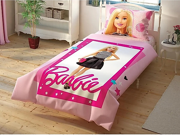 Taç Lisanslı Tek Kişilik Nevresim Takımı Barbie Çek Canlandır