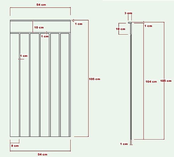 54 cm Genişlik x 105 cm Ham mdf Duvar paneli ( 10 mm kalınlık )