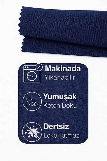 PerdeYap Kadife Dokulu Koyu Lacivert Renk Masa Örtüsü