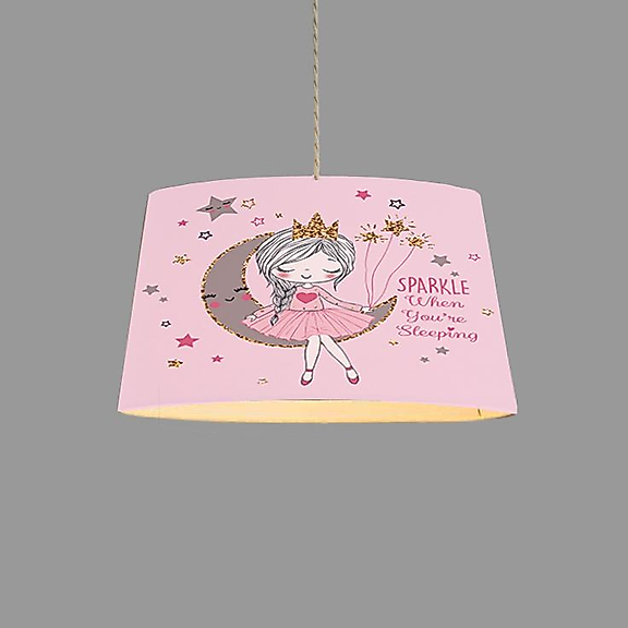 Minibabyroom Ayda Oturan Kız Pembe Zemin Temalı Çocuk Odası Sarkıt Avize