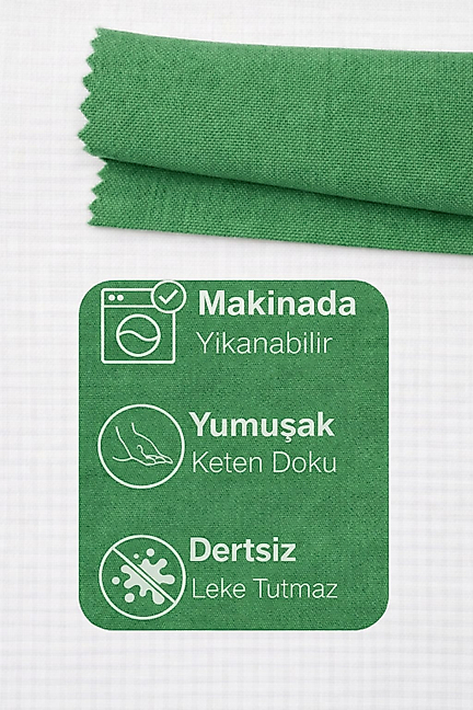 PerdeYap Koyu Yeşil Ada Fon Perde Tek Kanat 1/3 Sık Pile
