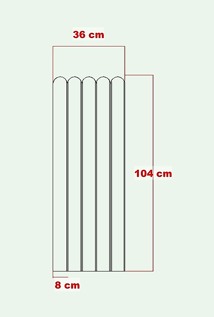 36 cm Genişlik x 105 cm ( ÜSTÜ OVAL ) Ham mdf Duvar paneli ( 10 mm kalınlık )