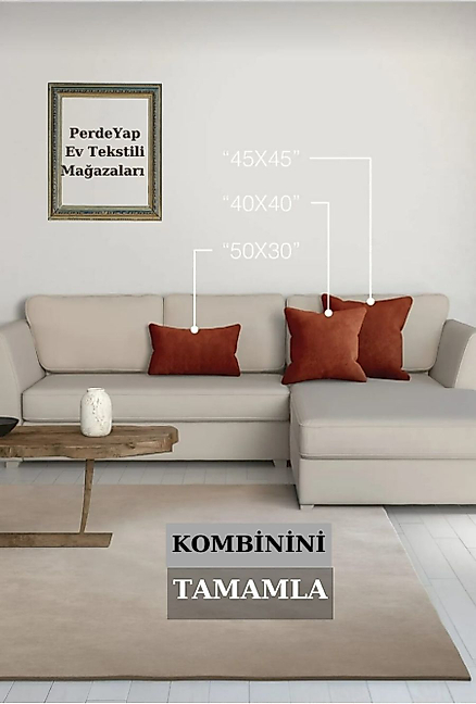 PerdeYap Kadife Dokulu Kiremit Renk Ada Serisi Runner 40 x 140 cm