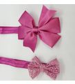 2'li Set Fuşya Dantelli ve Düz Çocuk Bandana Seti 6 Ay - 4 Yaş Arası