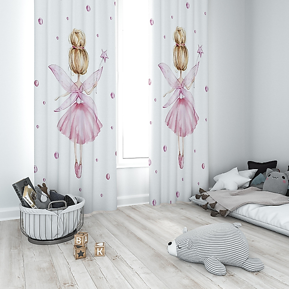 Minibabyrooms Pembe Peri Temalı Fon Perde