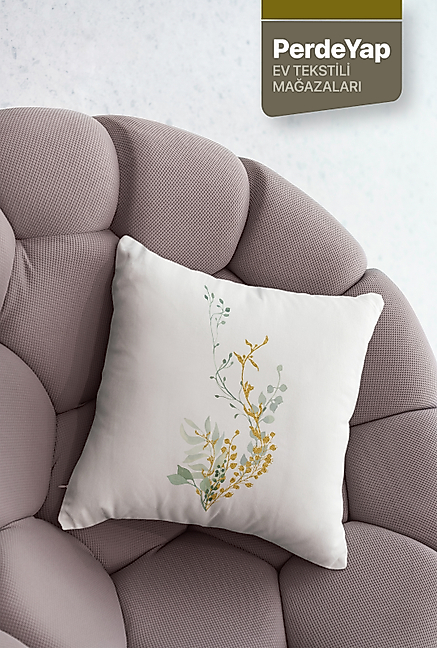 Sade Modern Tasarımlı Yeşil Yapraklar Desenli 4lü Dijital Baskılı Kırlent Yastık Kılıfı 43x43 Cm 005