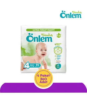 Önlem Botanika Bebek Bezi Ultra Fırsat Paketi 4 Numara Maxi 90 Adet - 4 Paket (7-14 kg)