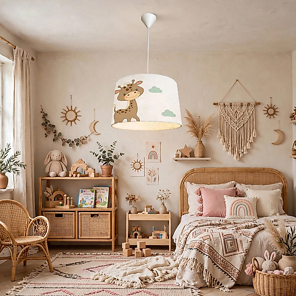 Minibabyroom Zürafa ve Gökkuşağı Temalı Çocuk Odası Sarkıt Avize