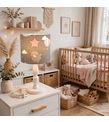 Minibabyrooms Pembe Yıldızlı Fil Desenli Ahşap Oyma Ayak Abajur