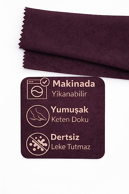 PerdeYap Koyu Mürdüm Ada Fon Perde Tek Kanat 1/3 Sık Pile