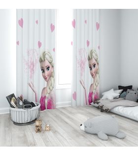 Minibabyrooms Elsa ve Pembe Kalplar Temalı Fon Perde