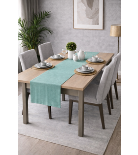 PerdeYap Kadife Dokulu Mint Renk Ada Serisi Runner 40 x 140 cm