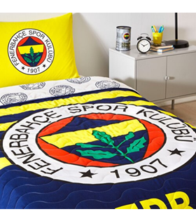 Taç Lisanslı Fenerbahçe Stripe Tek Kişilik Yatak Örtüsü Seti