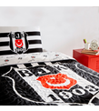 Taç Lisanslı Beşiktaş Stripe Tek Kişilik Yatak Örtüsü Seti