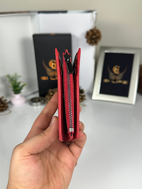 Jordan 2044 Ünisex Kırmızı Renk Hakiki Deri Fermuarlı