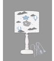 Minibabyrooms Fil ve Mavi Yıldız Desenli Ahşap Oyma Ayak Abajur