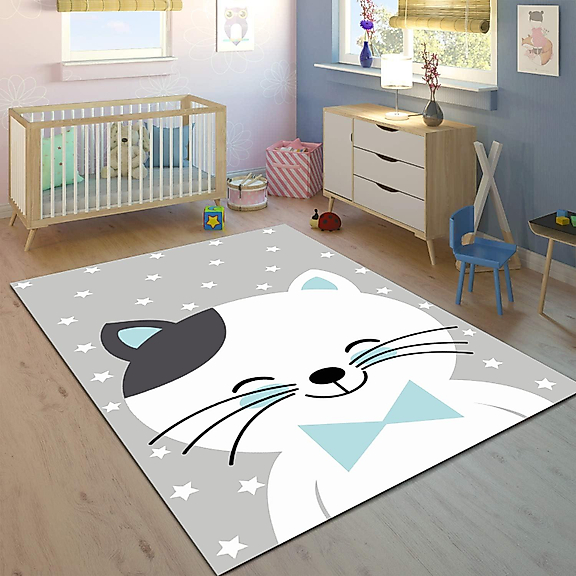 Minibabyrooms Kedicik Desenli 8 mm Kalınlıkta Çocuk Odası Halısı