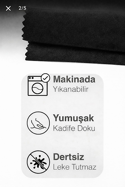 PerdeYap Kadife Dokulu Siyah Kırlent Yastık Kılıfı ( 2 Adet )