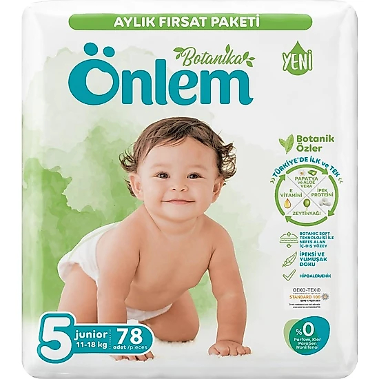 Önlem Botanika Bebek Bezi Aylık Fırsat Paketi 5 Numara Junior (11-18 kg) 78 Adet - 4 Paket