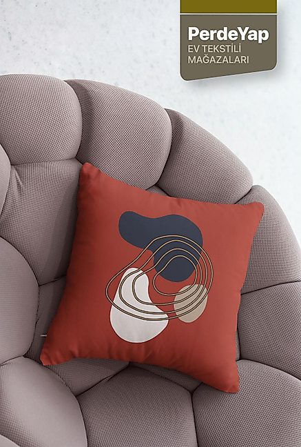 Lacivert Kiremit Sürrealist Çiçekler Desenli 4lü Dijital Baskılı Kırlent Yastık Kılıfı 43x43 Cm 004