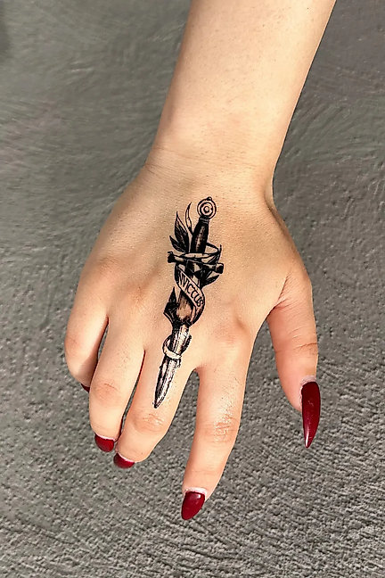 Kılıç Dövme Göğüs Arası, Bilek, Kol, Bacak Geçici Dövme, Tattoo