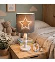 Minibabyrooms Gri Parlak Yıldız Desenli Ahşap Oyma Ayak Abajur
