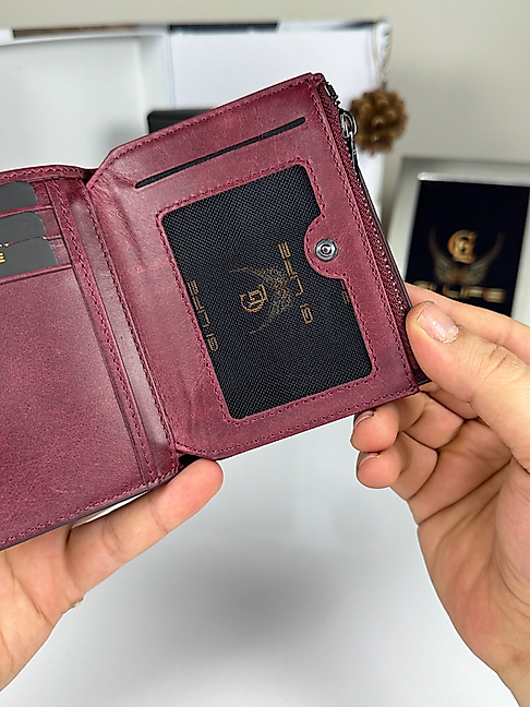Jordan 2044 Ünisex Bordo Renk Hakiki Deri Fermuarlı