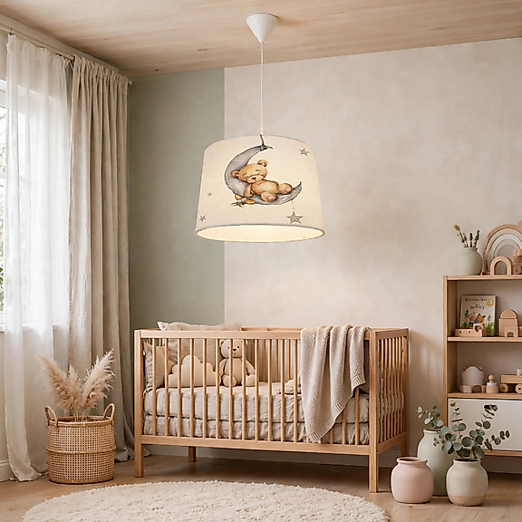 Minibabyroom Ayda Uyuyan Ayıcık Beyaz Zemin Temalı Çocuk Odası Sarkıt Avize