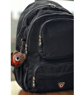 Nemo Bags SİYAH Orta Boy Sırt, Okul, 14 İnç Laptop, Seyahat Çantası Amigurumi Ayıcık Anahtarlık Hediyeli