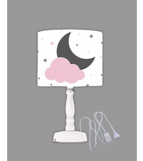 Minibabyrooms Ay Yıldız Bulut Desenli Ahşap Oyma Ayak Abajur