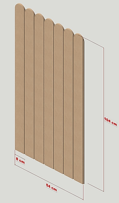 54 cm Genişlik x 105 cm ( ÜSTÜ OVAL ) Ham mdf Duvar paneli ( 10 mm kalınlık )