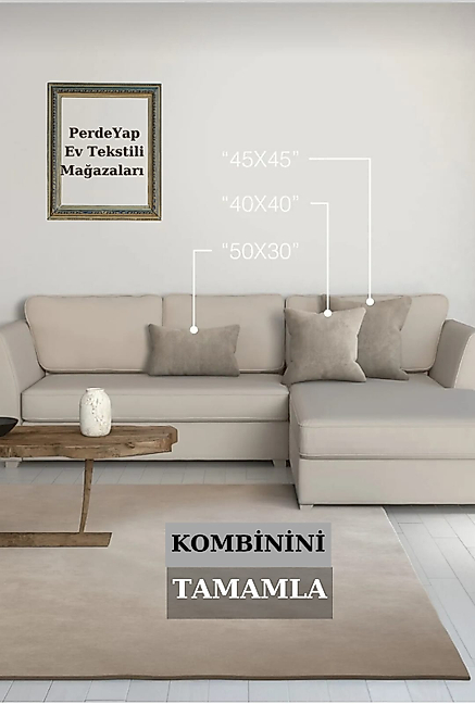 PerdeYap Kadife Dokulu Taş Renk Ada Serisi Runner 40 x 140 cm