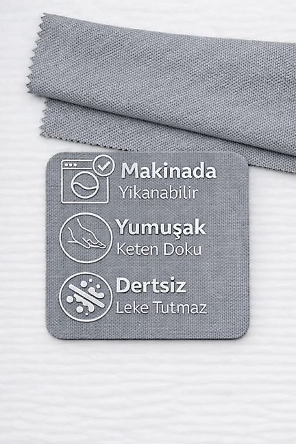 PerdeYap Gri Renk Ada Fon Perde Tek Kanat 1/3 Sık Pile
