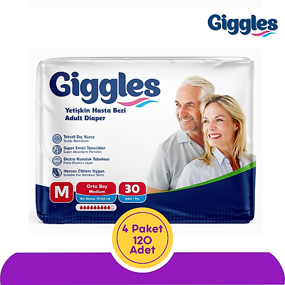 Giggles Belbantlı Yetişkin Hasta Bezi Orta (M) 120 Adet